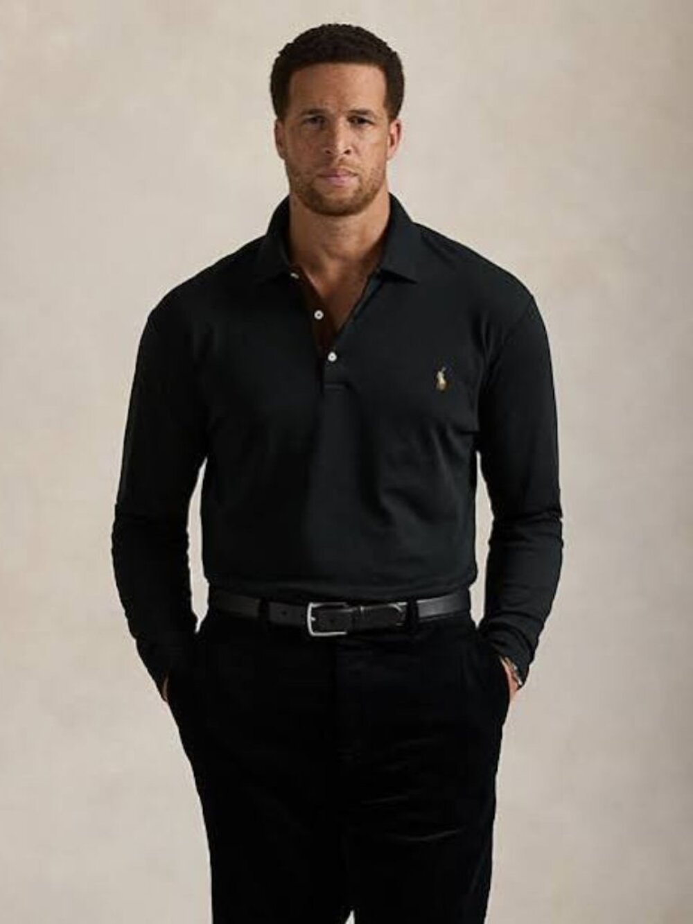 Polo Ralph Lauren Soft Cotton Long Sleeve Black Polo Shirt Size XXL Worn Once